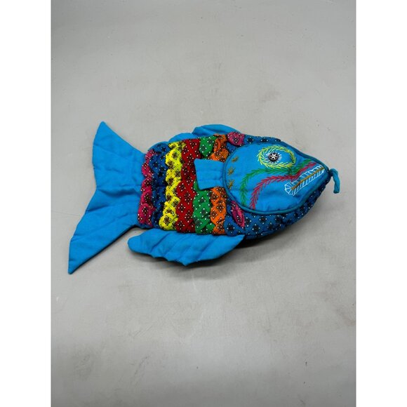 Colorful Fish Shaped Quilted Potholders By David E. Glatt set of 2 colorful blue - Picture 4 of 15